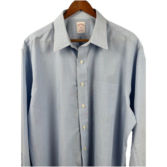 Brooks Brothers Other - Brooks Brothers Dress Shirt Mens 17-34/35 Blue/White Checkered Cotton No Iron